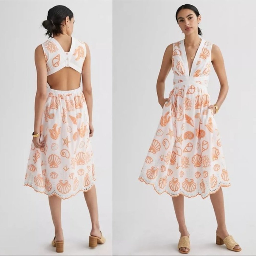 Anthropologie Maeve Embroidered Shell Midi Dress